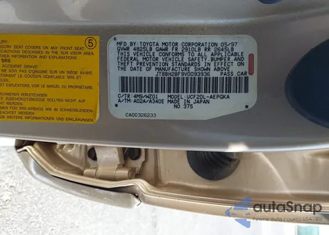 1997 Lexus Ls 400 from USA, damaged, VIN JT8BH28F9V0093936